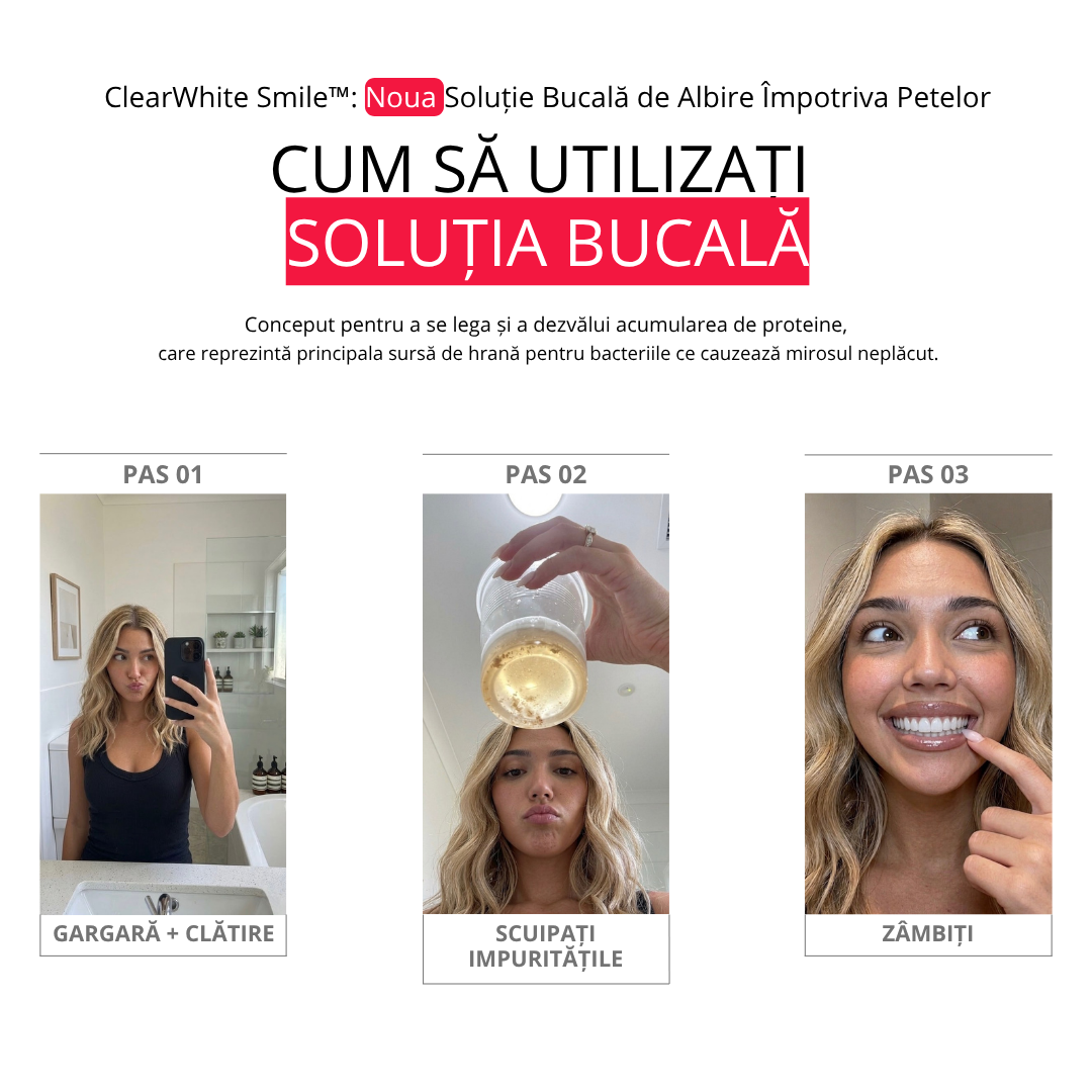 ClearWhite Smile™: Noua Soluție Bucală de Albire Împotriva Petelor